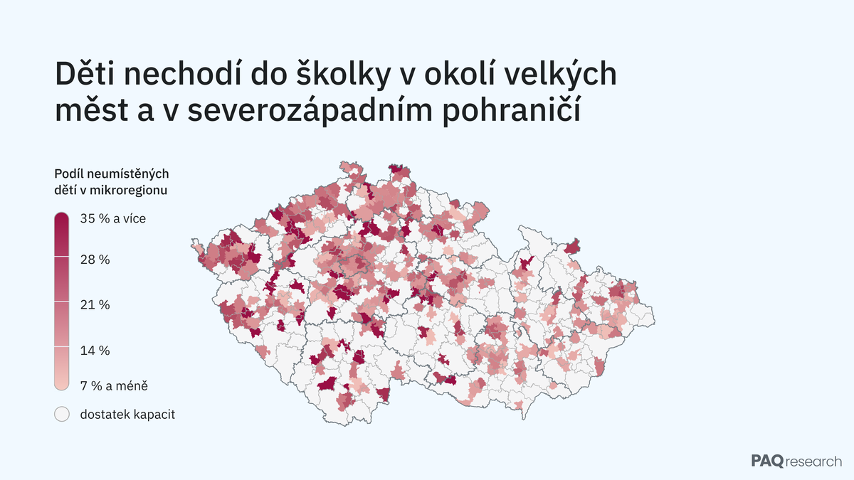 Víme, kde děti nechodí do školky. Unikátní data ukazují na problémy velkých měst a severozápadu